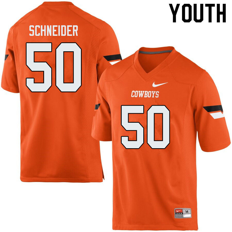Youth #50 Ry Schneider Oklahoma State Cowboys College Football Jerseys Sale-Orange